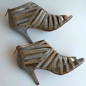 Kelly & Katie Gold/Silver Strappy Sparkle Heels